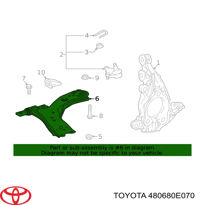 Wahacz zawieszenia przedniego dolny prawy Toyota 480680E070 cena, od 227,28 USD