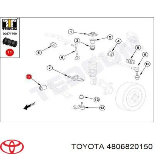 Do koszyka 4806820150 Toyota Wahacz zawieszenia przedniego dolny prawy
