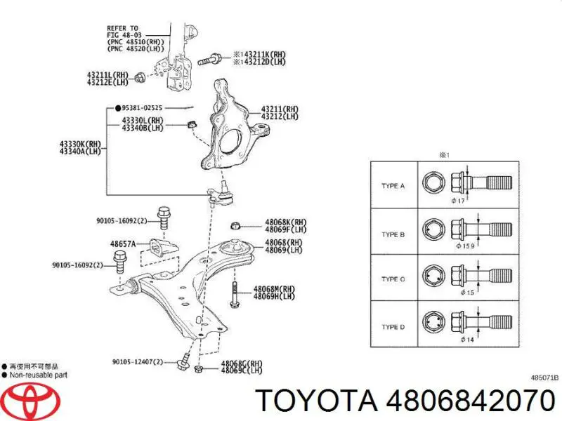 Wahacz zawieszenia przedniego dolny prawy Toyota RAV4 5 (A5)