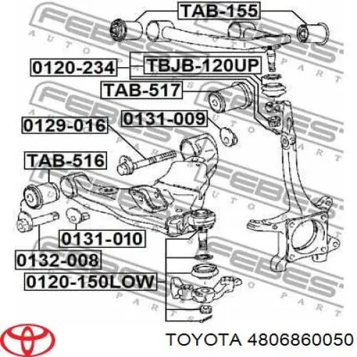 Wahacz zawieszenia przedniego dolny prawy Toyota 4806860050 cena, od 224,74 USD