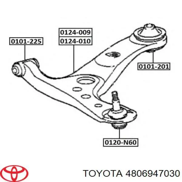 Wahacz zawieszenia przedniego dolny lewy Toyota Prius (NHW20)