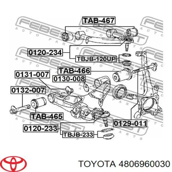 Wahacz zawieszenia przedniego dolny lewy Toyota 4806960030 cena, od 241,74 USD
