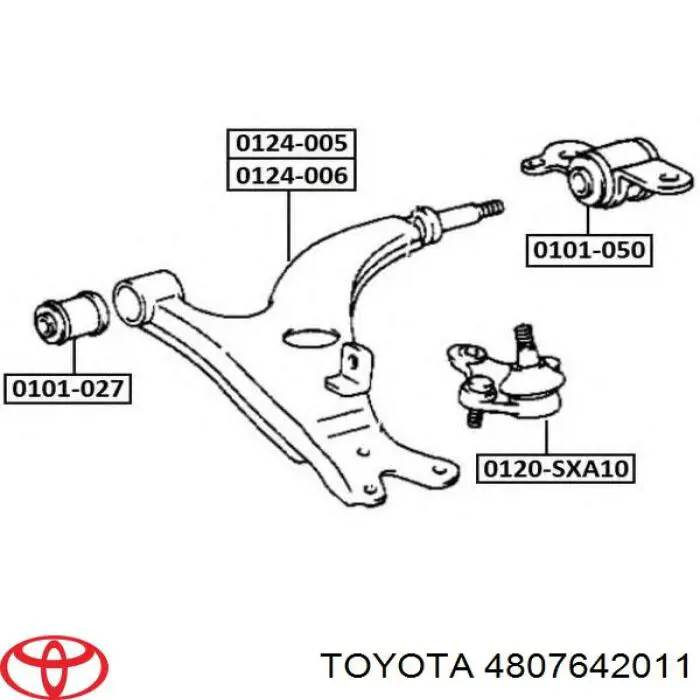 Do koszyka 4807642011 Toyota Silentblock przedniego wahacza dolnego