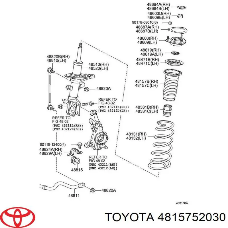 Osłona amortyzatora przedniego Toyota 4815752030 cena, od 17,71 USD