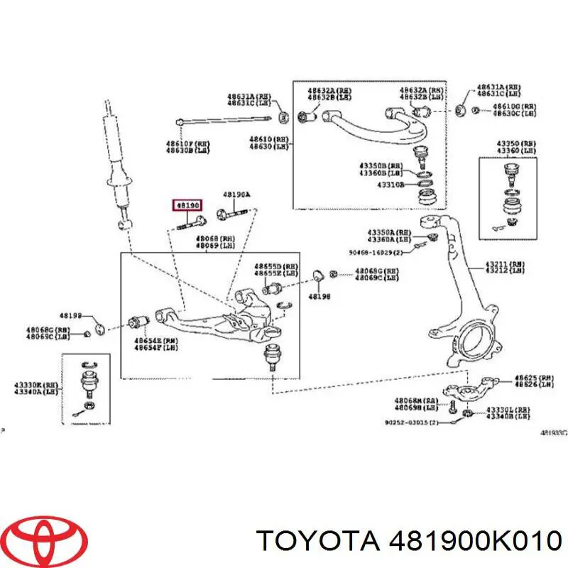 Śruba mocowania wahacza przedniego, dolnego Toyota 481900K010 cena, od 13,47 USD