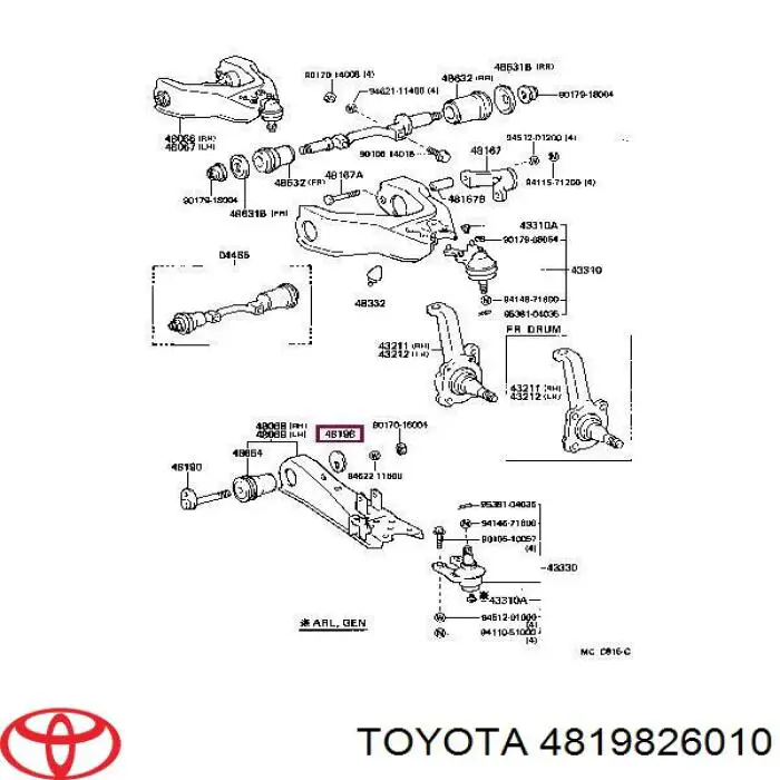 4819826010 Toyota Nakrętka mimośrodowa wahacza tylnego dolnego