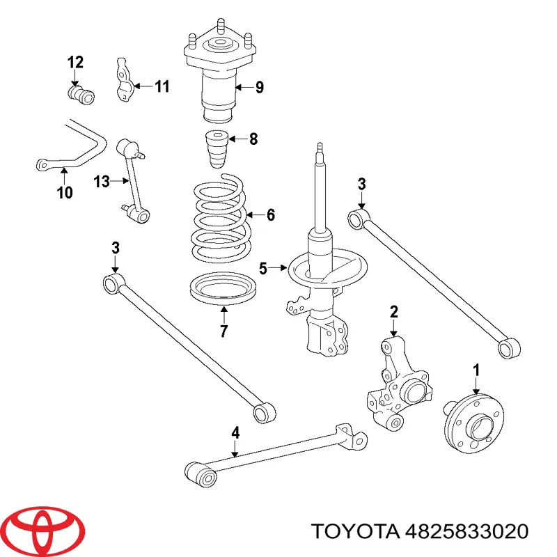 4825833020 Toyota Podkładka (pierścień gumowy) sprężyny tylnej dolny
