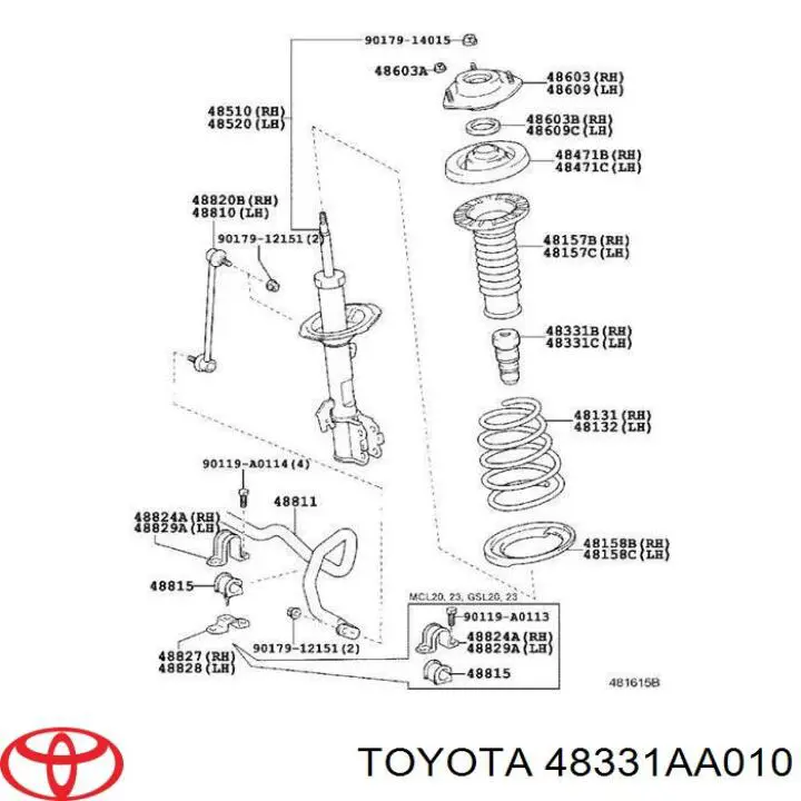 Do koszyka 48331AA010 Toyota Odbój amortyzatora przedniego