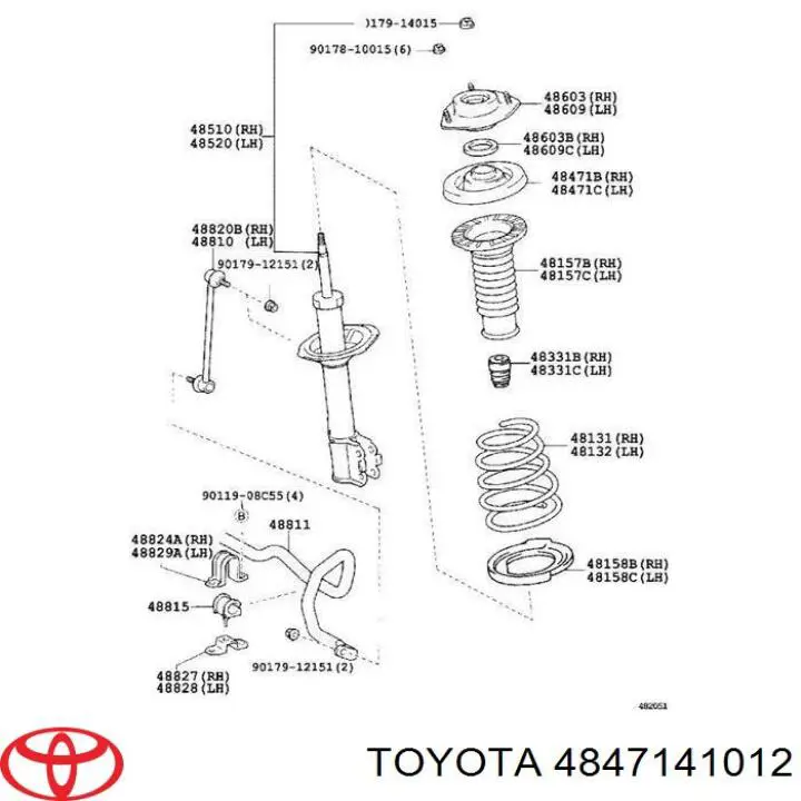 Pierścień gumowy sprężyny przedniej górny Toyota 4847141012 cena, od 28,41 USD