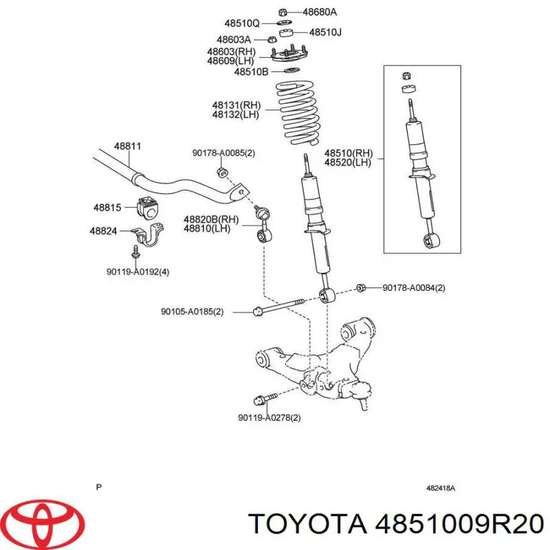 Amortyzator przedni Toyota 4851009R20 cena, od 116,13 USD
