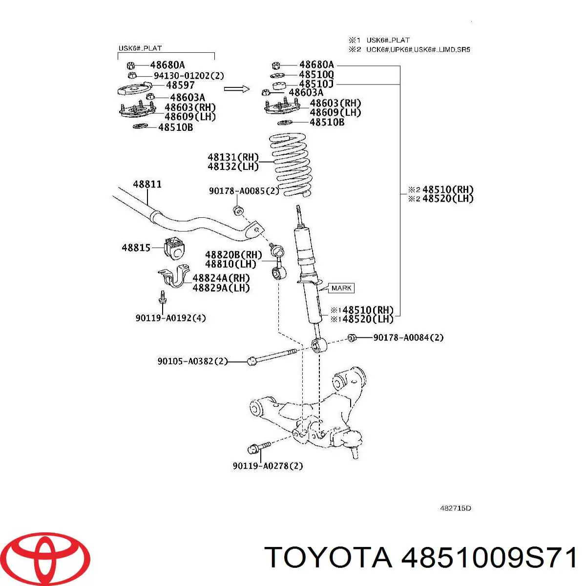 4851009S71 Toyota Amortyzator przedni