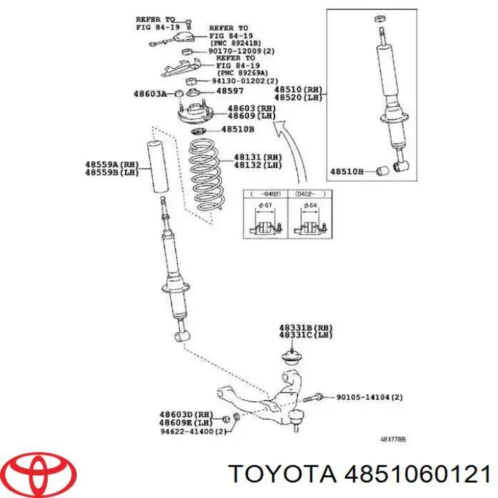 Amortyzator przedni Toyota 4851060121 cena, od 316,93 USD