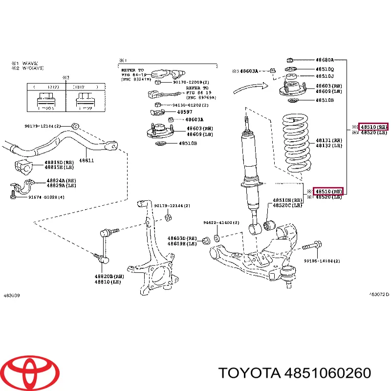 Amortyzator przedni Toyota 4851060260 cena, od 174,56 USD