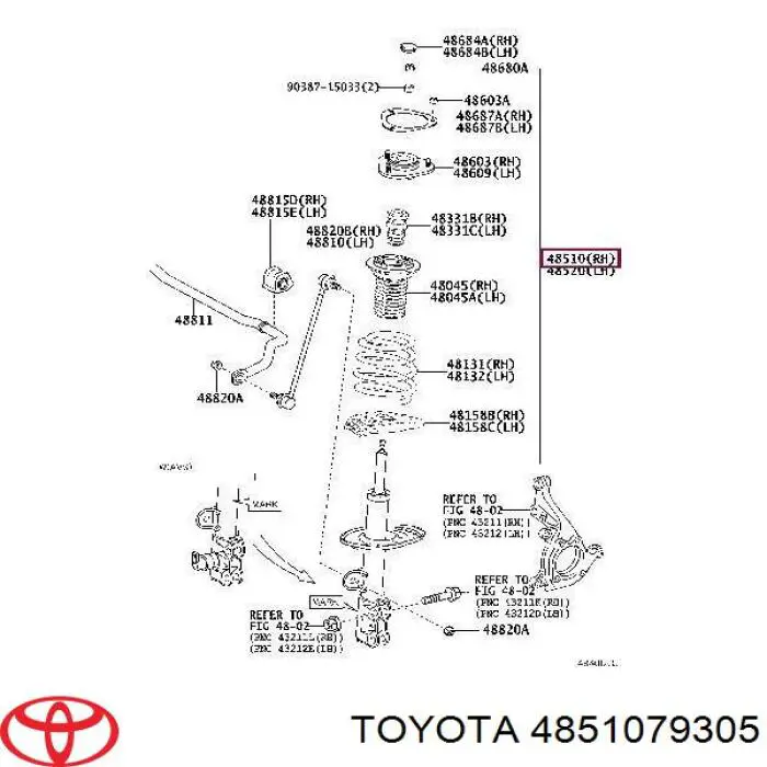 4851079305 Toyota amortyzator przedni prawy