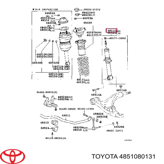 Amortyzator przedni Toyota 4851080131 cena, od 365,25 USD