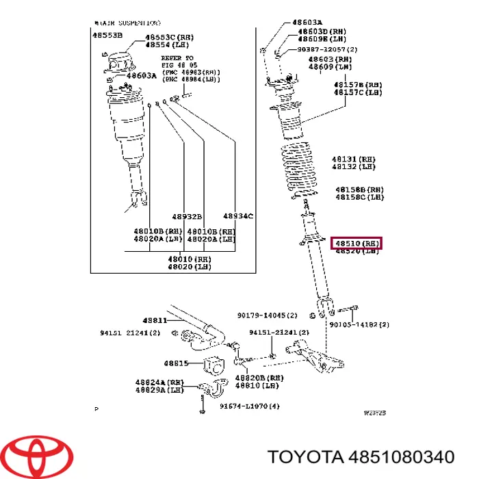 Amortyzator przedni Toyota 4851080340 cena, od 303,22 USD