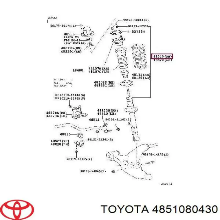 4851080430 Toyota Amortyzator przedni prawy