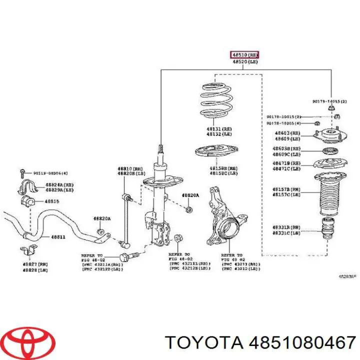 Amortyzator przedni prawy Toyota 4851080529 cena, od 86,55 USD