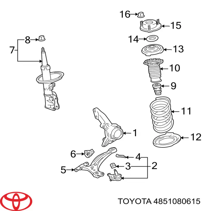 4851080615 Toyota Amortyzator przedni prawy
