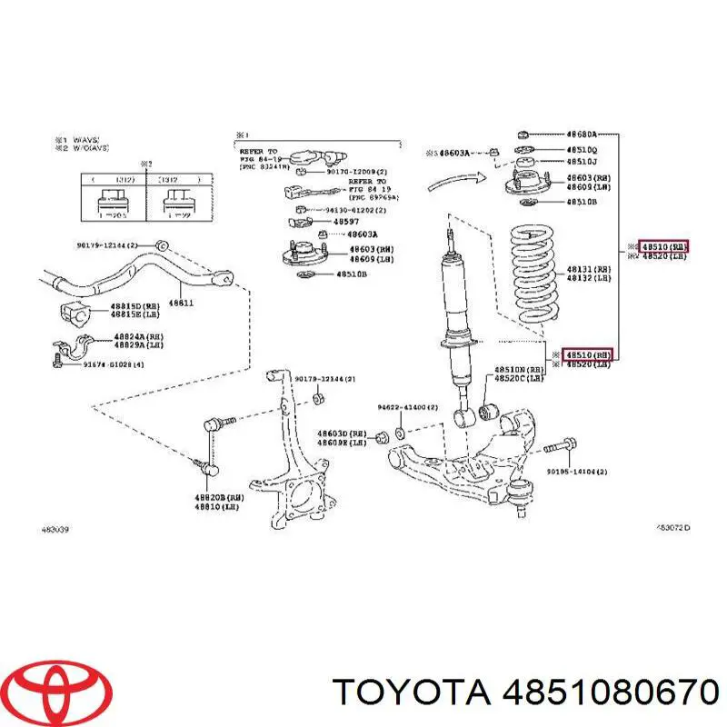 Amortyzator przedni Toyota 4851080670 cena, od 105,26 USD