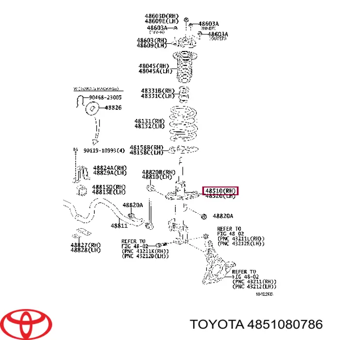 4851080803 Toyota Amortyzator przedni prawy