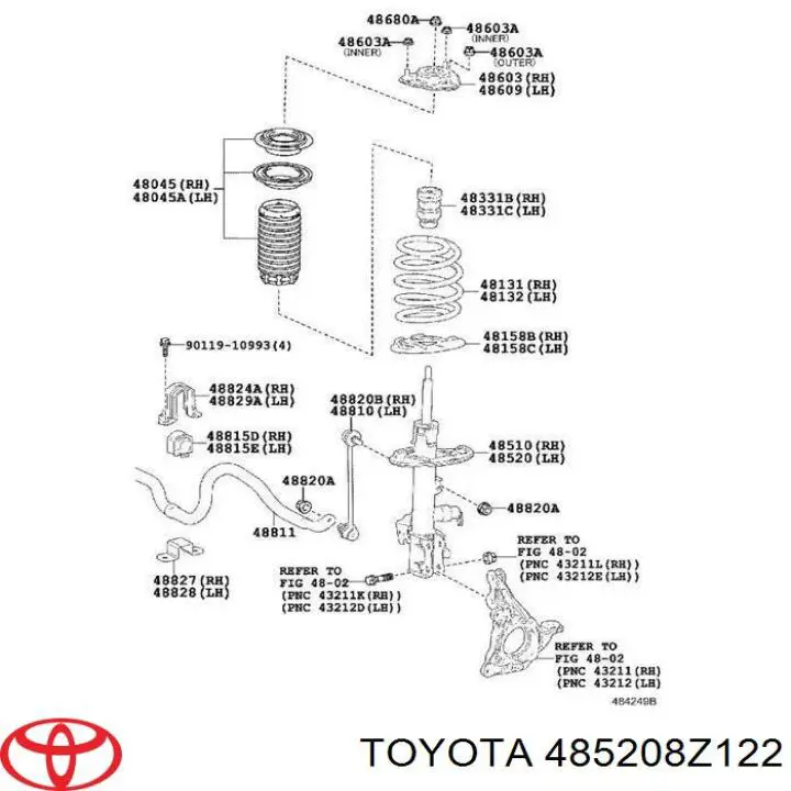 Do koszyka 4852080460 Toyota Amortyzator przedni lewy