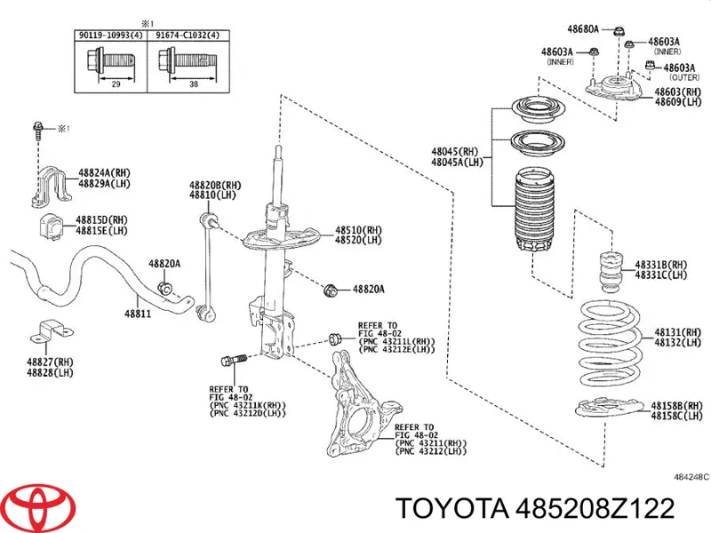 Amortyzator przedni lewy Toyota 485208Z122 cena, od 177,54 USD