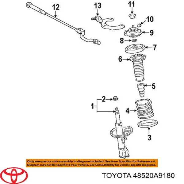Do koszyka 48520A9180 Toyota Amortyzator przedni lewy