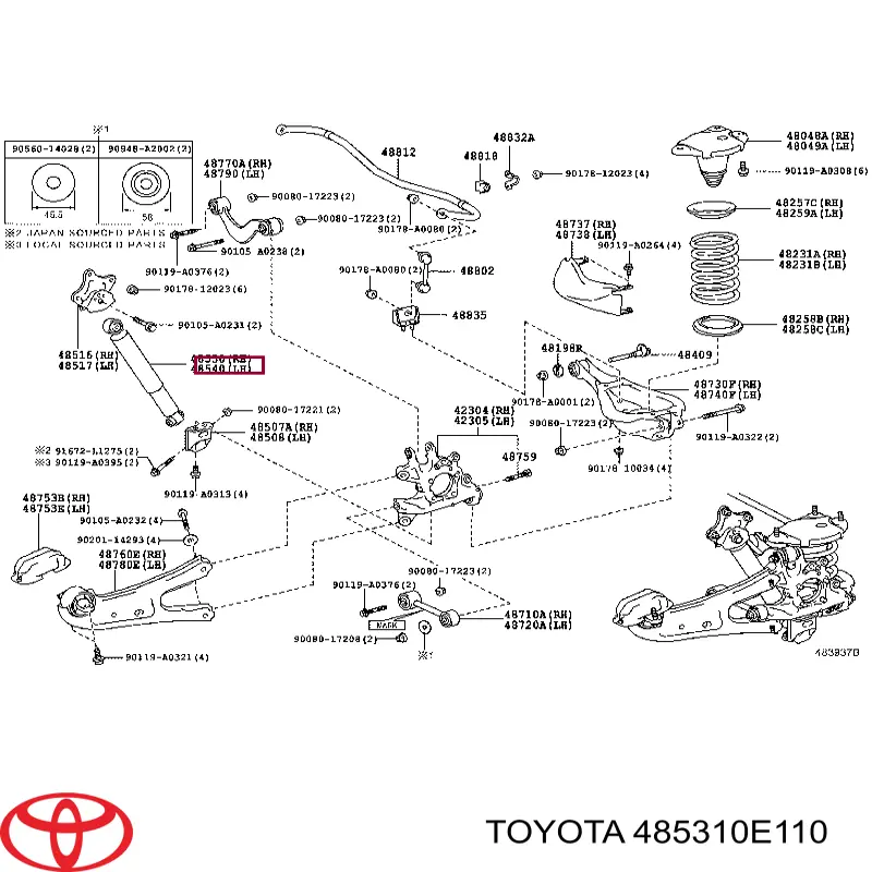 Amortyzator tylny do Toyota Highlander III U5