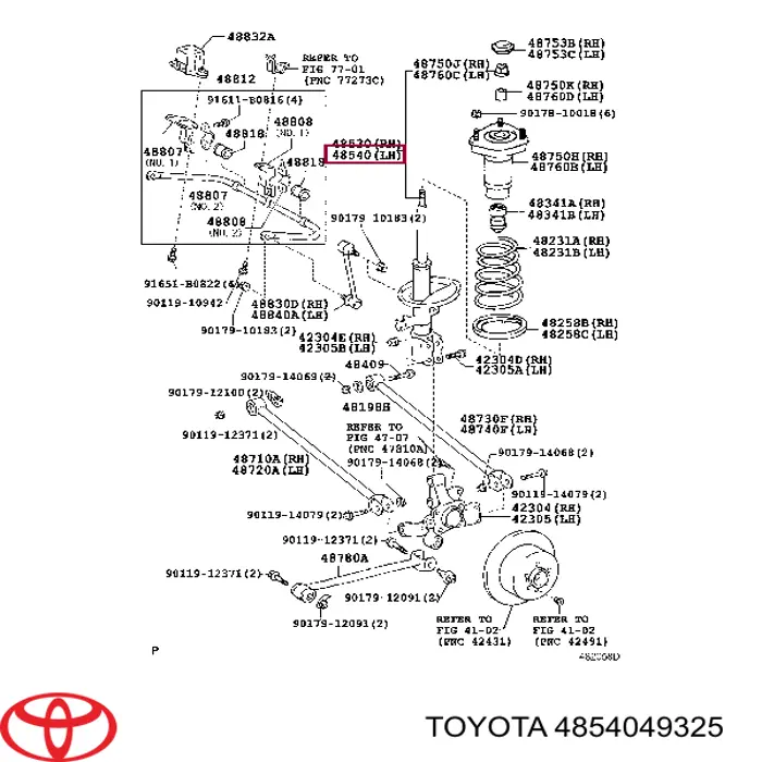 4854049325 Toyota Amortyzator tylny lewy