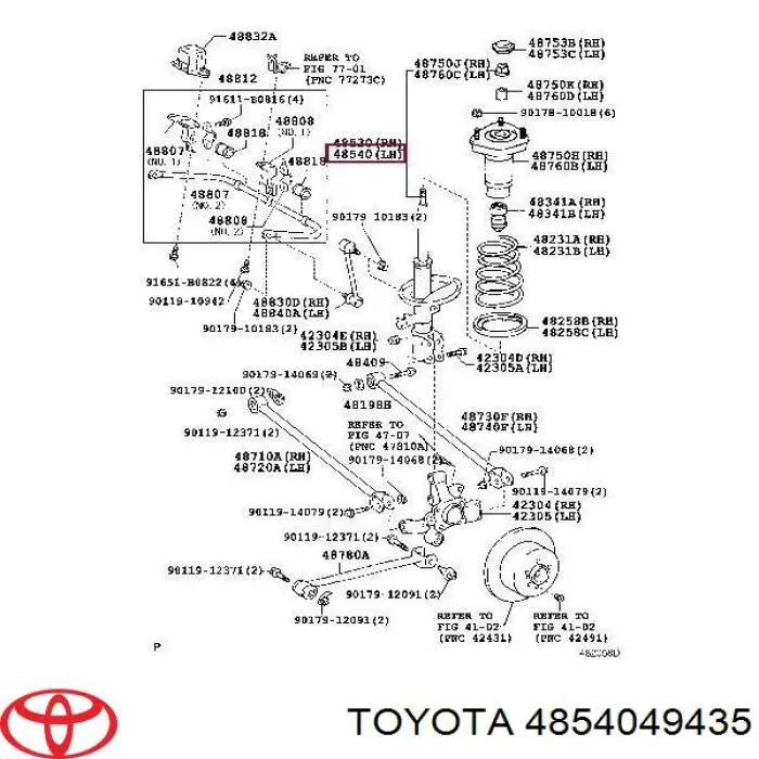 4854049435 Toyota Amortyzator tylny lewy
