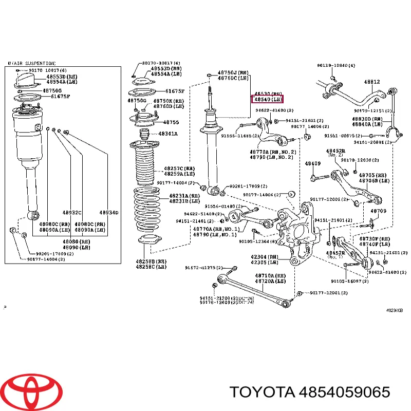 4854059065 Toyota amortyzator tylny lewy