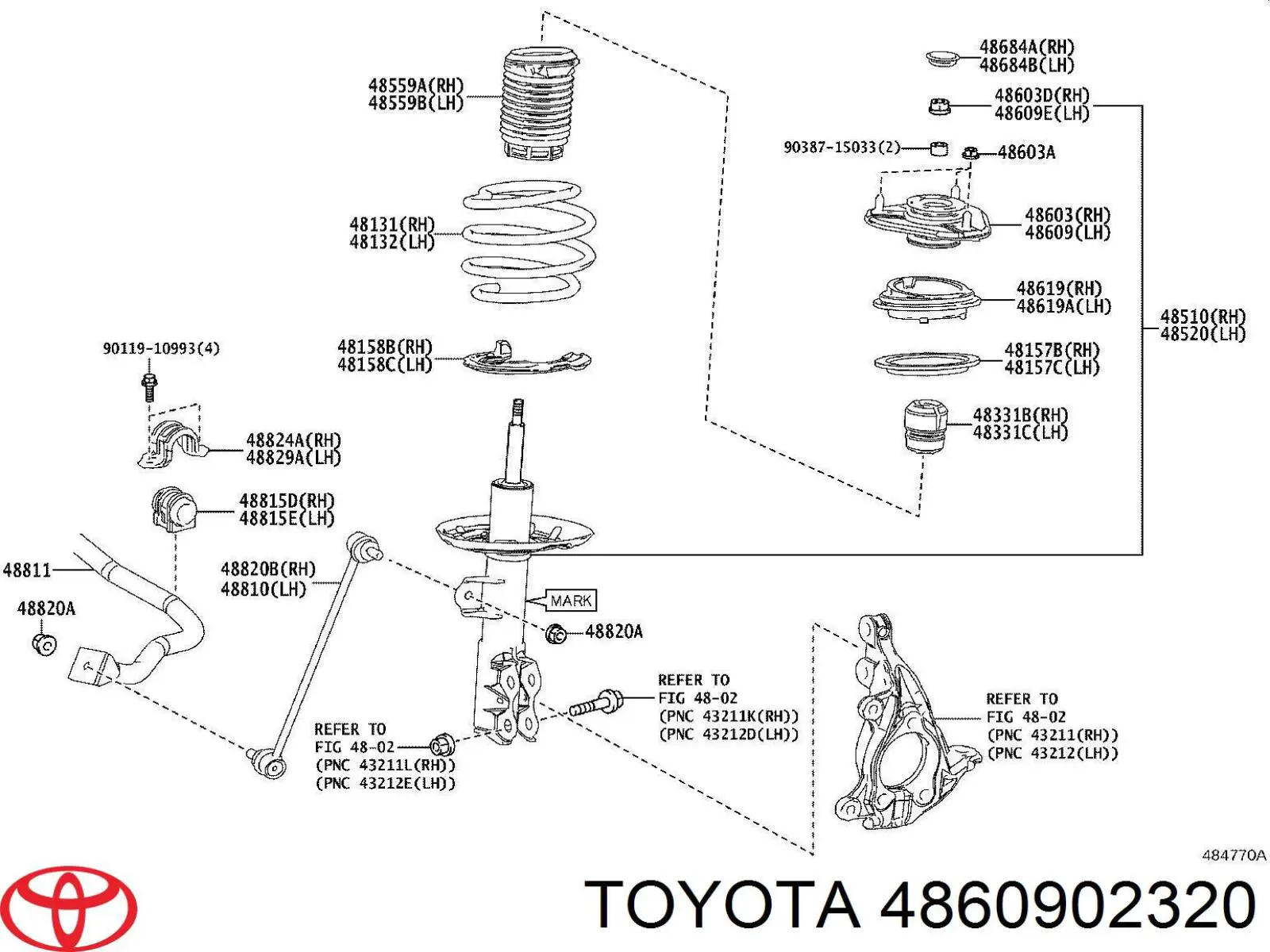 48609F4020 Toyota poduszka amortyzatora przedniego