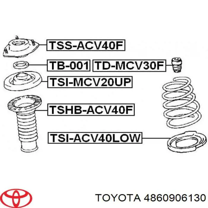 Do koszyka 486090E020 Toyota Poduszka amortyzatora przedniego