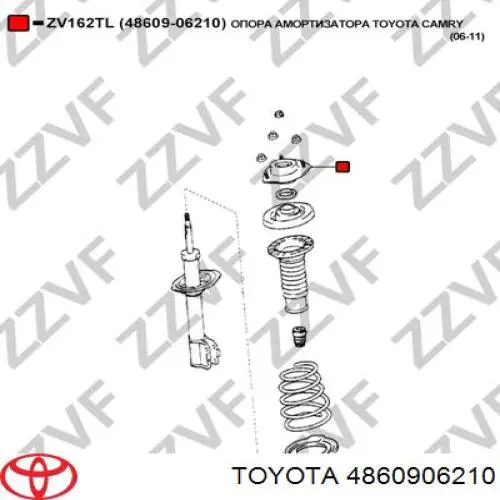 Poduszka amortyzatora przedniego Toyota 4860906210 cena, od 116,50 USD