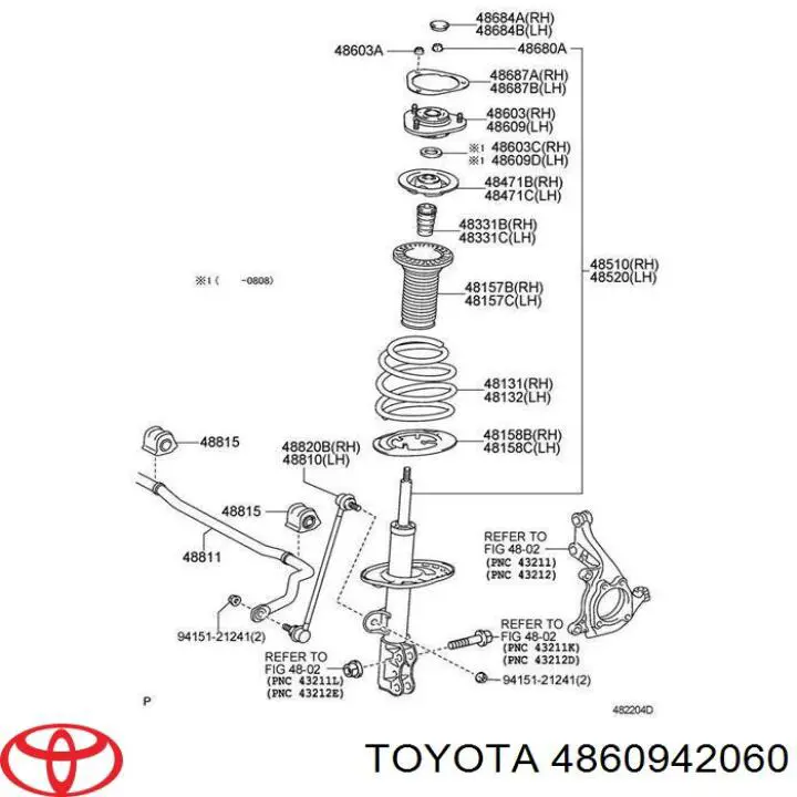 Do koszyka 4860942060 Toyota Poduszka amortyzatora przedniego