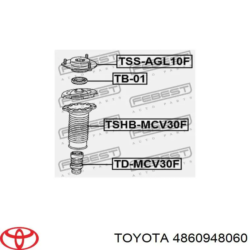 Do koszyka 4860948060 Toyota Poduszka amortyzatora przedniego