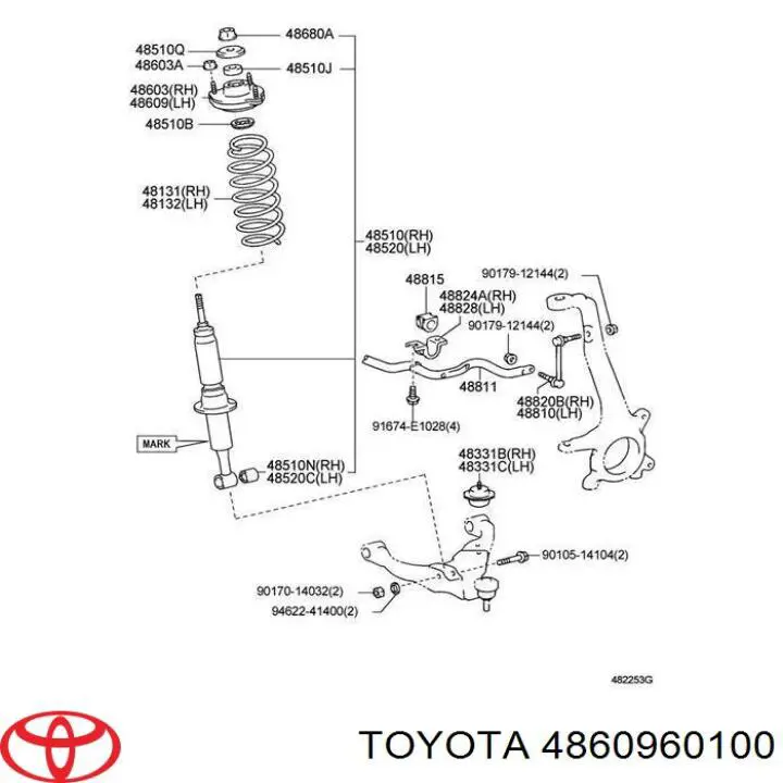 Poduszka amortyzatora przedniego Toyota 4860960100 cena, od 23,09 USD