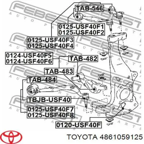Do koszyka 4861059125 Toyota Wahacz zawieszenia przedniego prawy górny