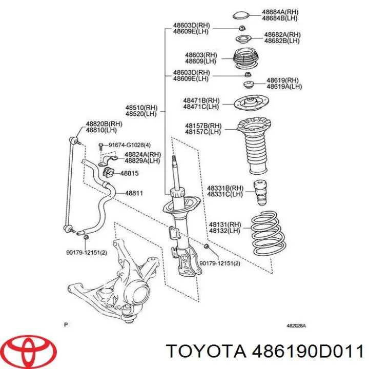 Do koszyka 486190D011 Toyota Łożysko podporowe amortyzatora przedniego