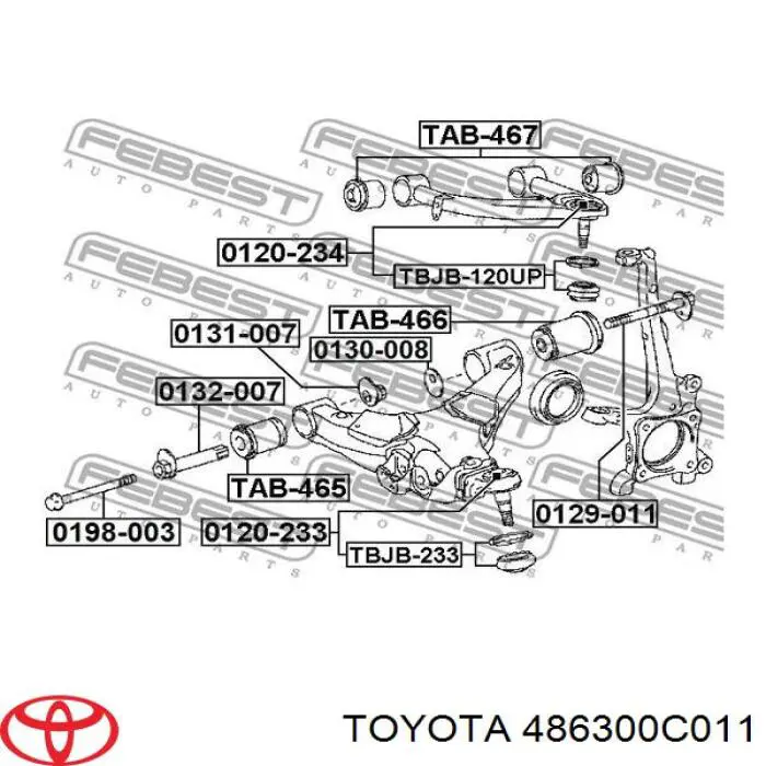 Wahacz zawieszenia przedniego górny lewy Toyota 486300C011 cena, od 54,68 USD