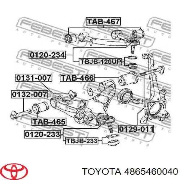 Silentblock przedniego wahacza dolnego Toyota 4865460040 cena, od 25,67 USD