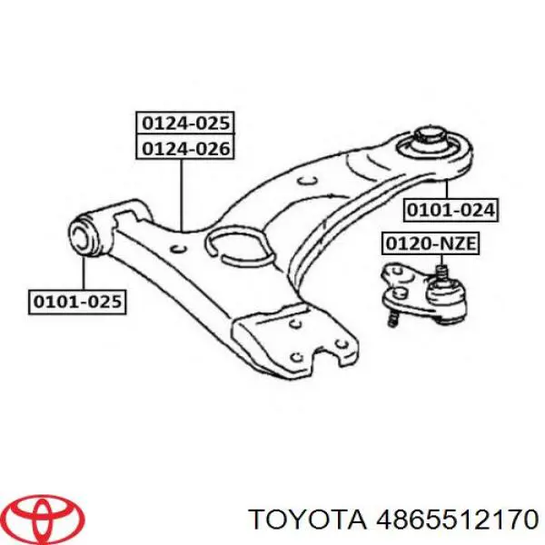 Silentblock przedniego wahacza dolnego Toyota 4865512170 cena, od 11,37 USD