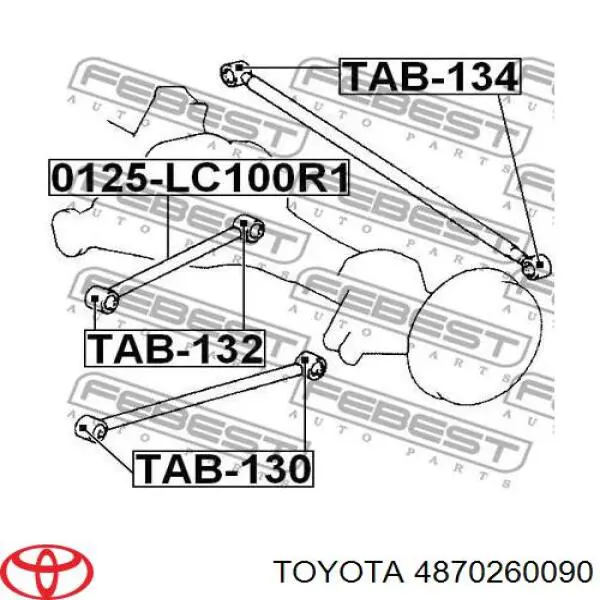 Silentblock wahacza podłużnego tylnego górnego 4870260090 Toyota