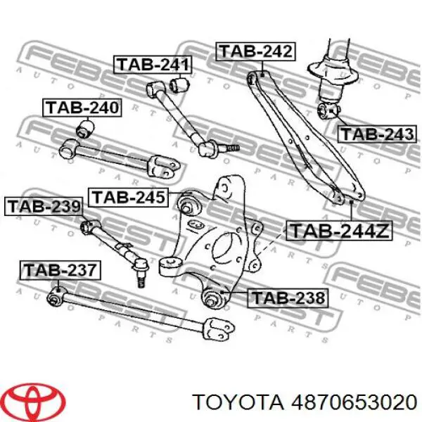 Wahacz poprzeczny zawieszenia tylnego lewy Toyota 4870653020 cena, od 62,99 USD