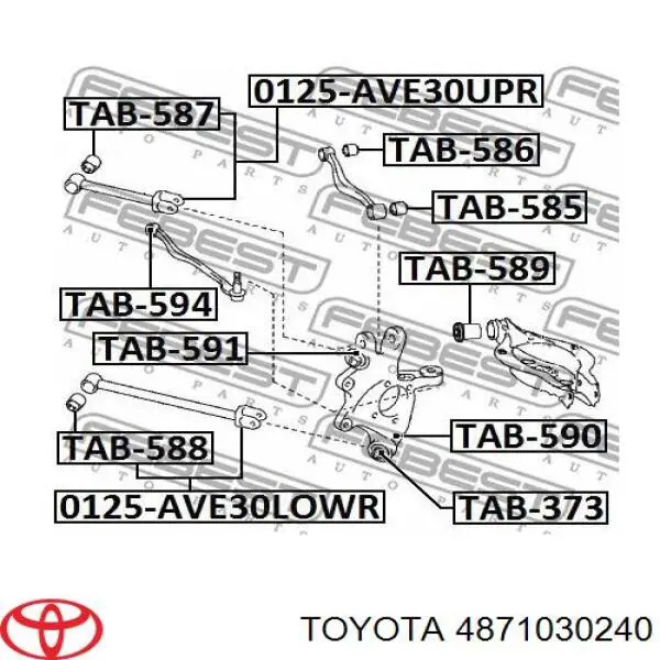 4871030240 Toyota Wahacz (drążek) tylnego zawieszenia podłużny dolny lewy/prawy