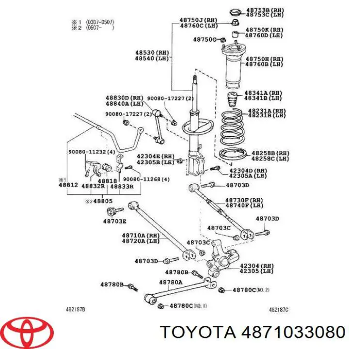 Drążek poprzeczny zawieszenia tylnego Toyota 4871033080 cena, od 48,43 USD