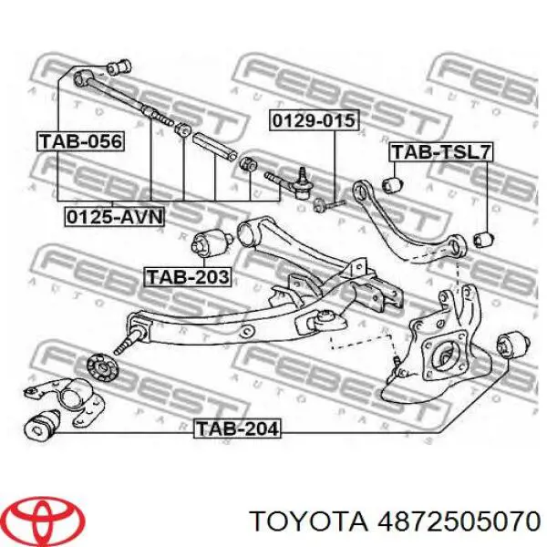 Silentblock wahacza tylnego dolnego Toyota 4872505070 cena, od 14,83 USD