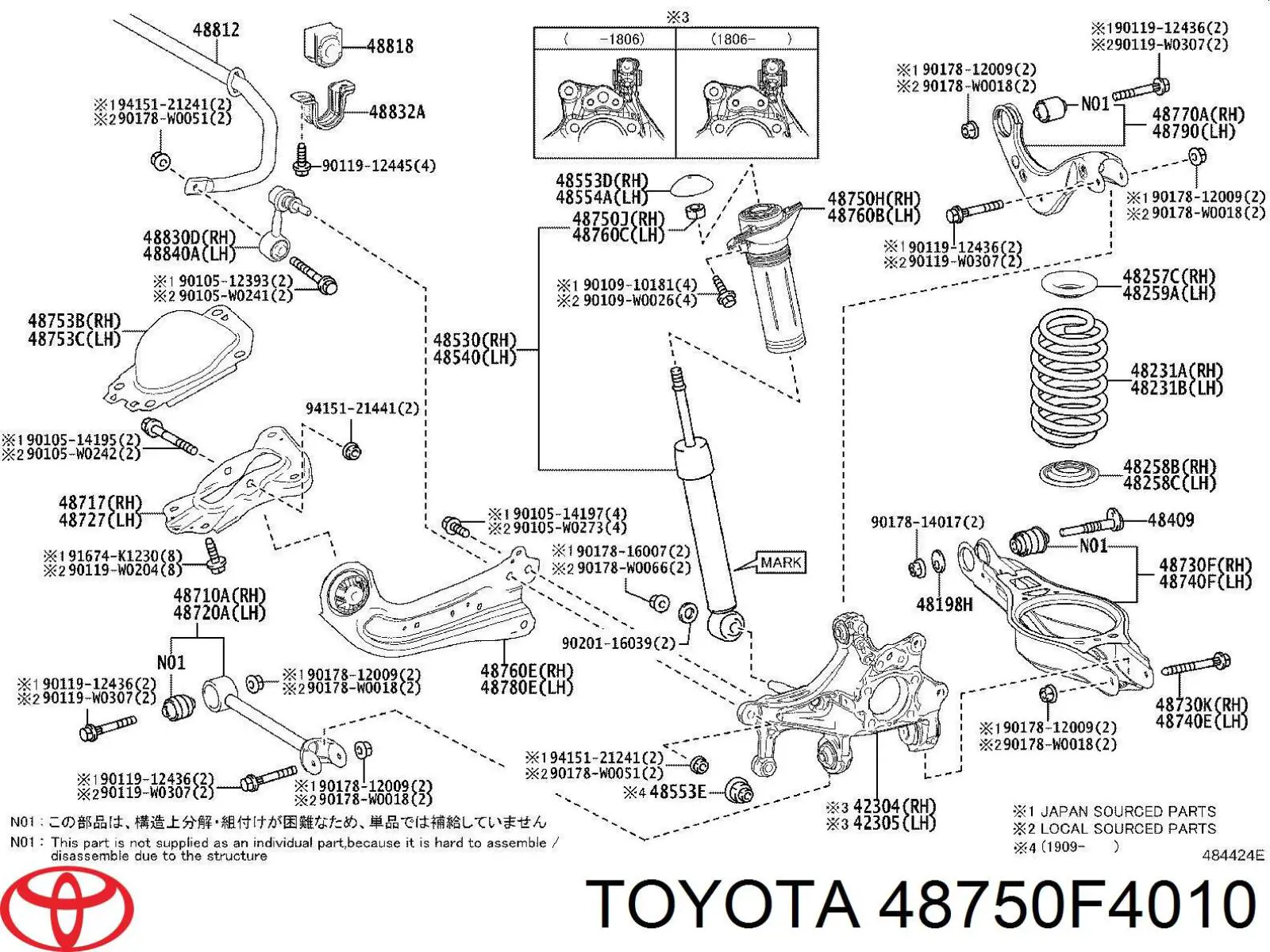 48750F4010 Toyota Poduszka amortyzatora tylnego