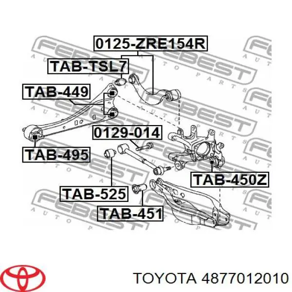 4877012010 Toyota Wahacz zawieszenia tylnego górny lewy/prawy
